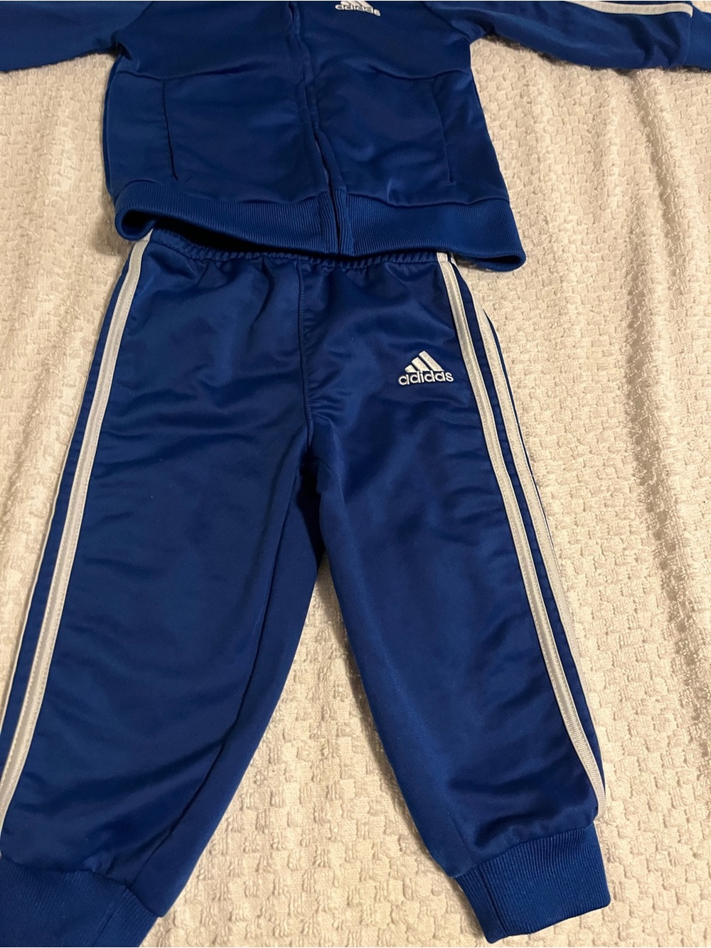 adidas Kids Royal Blue Joggers with White Stripes